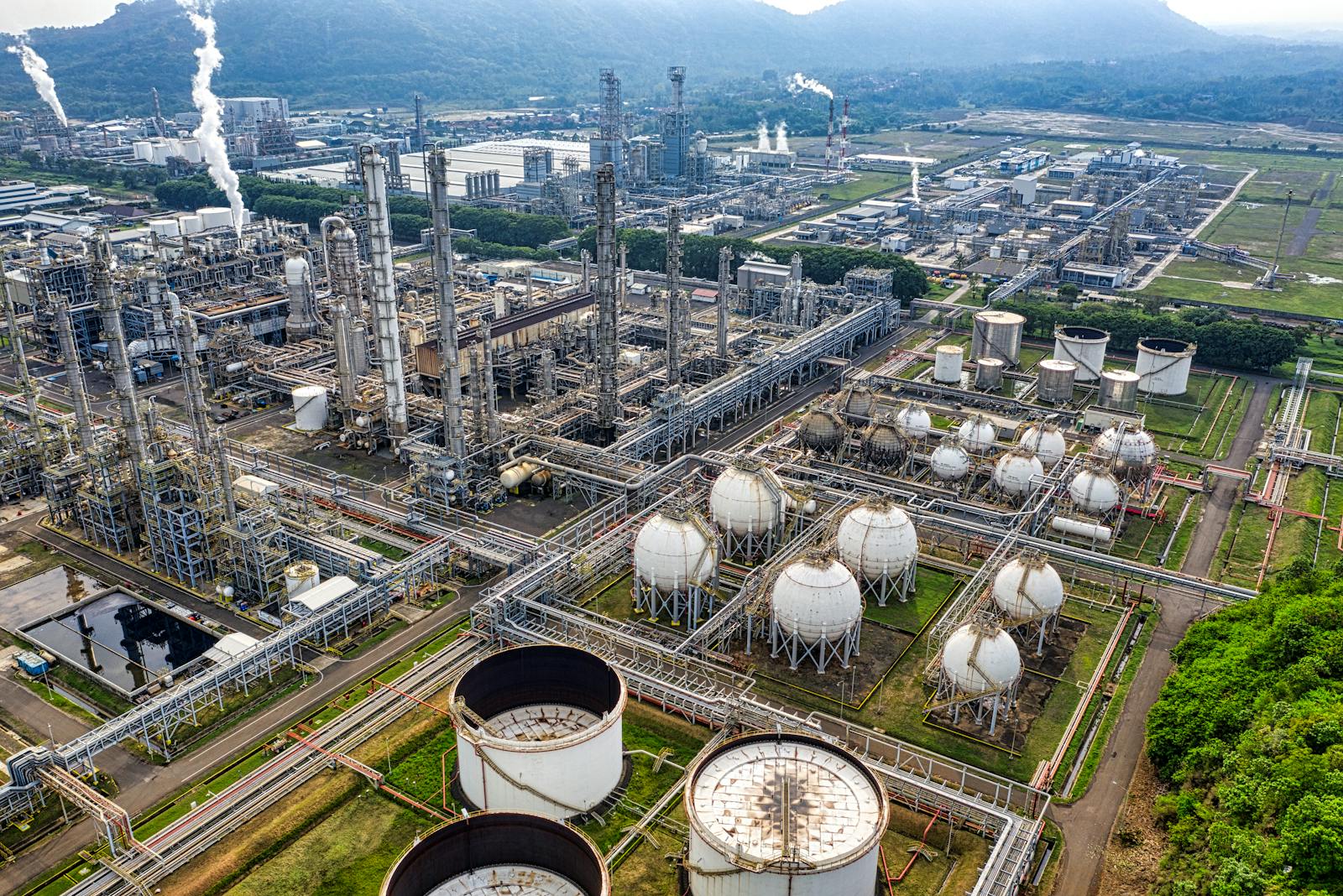 Aerial view of an industrial gas production facility